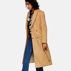 Topshop Manhattan Snap Button Belted Wool Trench Coat